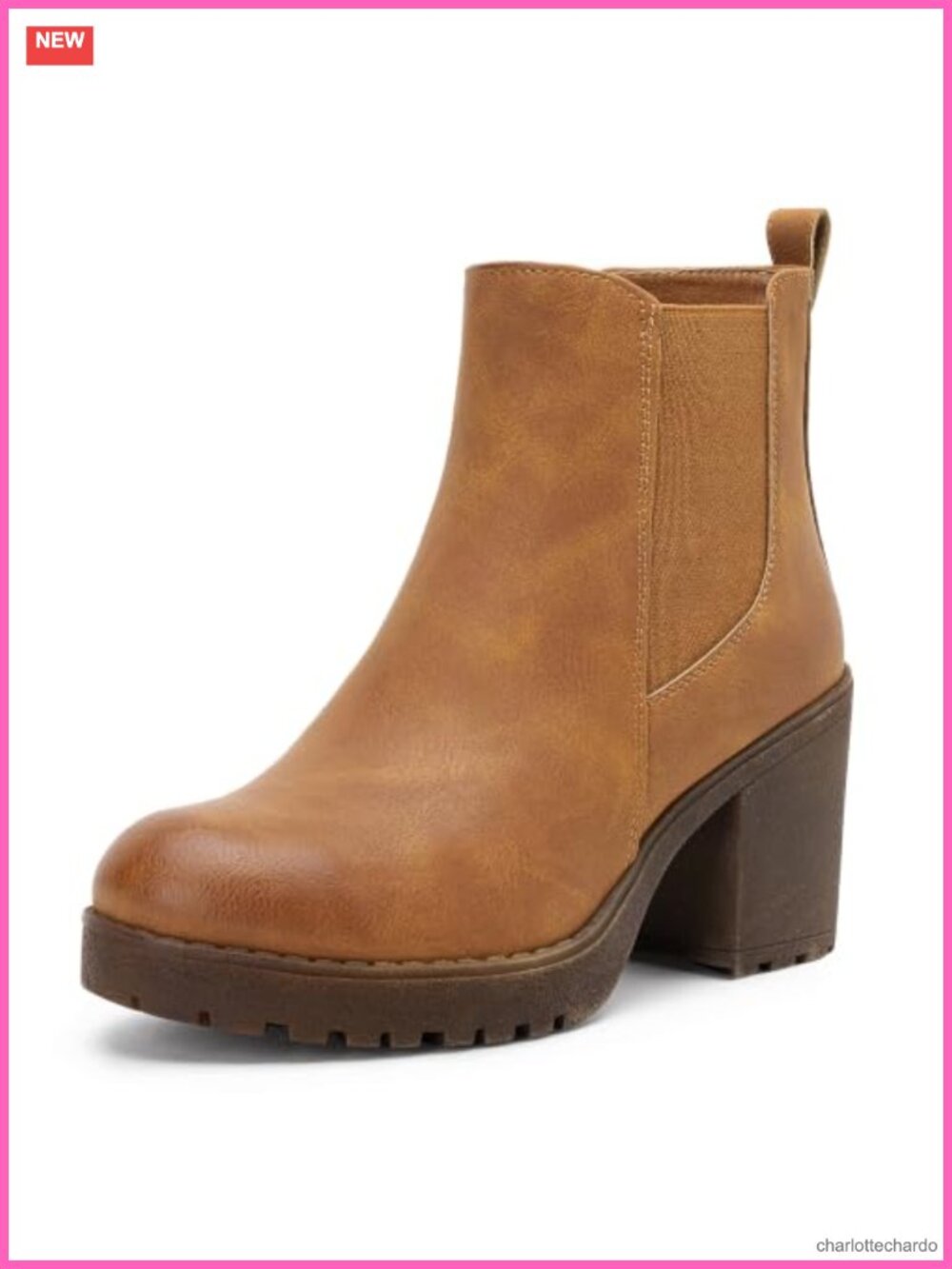Chunky Platform Chelsea Ankle Booties Block Heel Faux Leather Women's